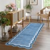 Scalloped Rug with Non Slip Backing, Low Pile Foldable Bordered Mats for Living Room, Bedroom - 3 of 4