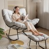 Oversized Lounge Chair with Footrest, Outdoor Papasan Rocking Chair with Ottoman and Sturdy Metal Frame, Patio Rattan Egg Rocker - 2 of 4