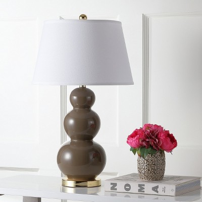 Pamela 28-Inch Taupe Ceramic Triple Gourd Table Lamp Set