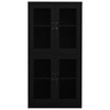 vidaXL Sturdy and Durable Office Cabinet - Tempered Glass and Black Steel - 35.4"x15.7"x70.9" - Lockable Doors - 2 Adjustable Shelves - 3 of 4