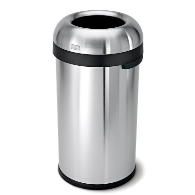 simplehuman Bullet Open Commercial Trash Can Heavy Gauge Brushed Stainless Steel