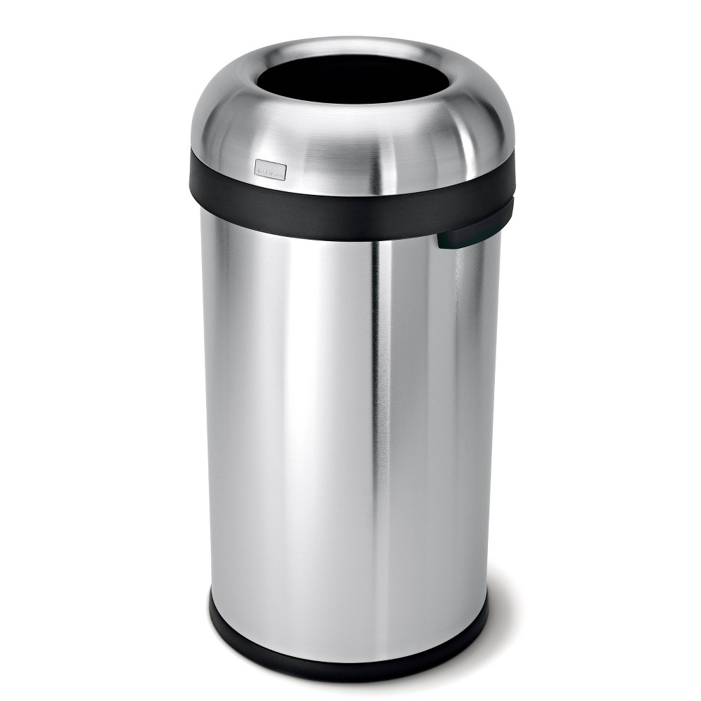 simplehuman 60L Round Open Top Commercial Trash Can Stainless Steel