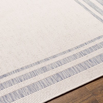 Ivory and Blue Hand-knotted Rectangular Area Rug 7'10" x 10'