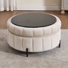 Hrinhom 31.5"W Round Storage Ottoman,Upholstered Velvet Footstool With Reversible Lid - 2 of 4