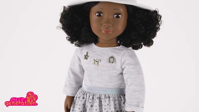 Our Generation Victoria 18&#39;&#39; Fashion Doll Brim Hat &#38; Country Outfit with Sweater Charms, 2 of 6, play video