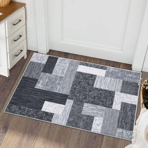 Washable Area Rugs for Bedroom, Living Room & Kitchen, Entry Rugs with Geometric Plaid Pattern, Non-Slip, Soft & Durable Floor Carpet - 1 of 4