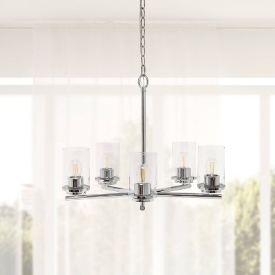 Elegant Chrome 5-Light Clear Glass Overhead Pendant Chandelier
