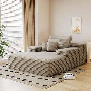 68" x 51" Oversized Upholstered Sofa Bed Fluffy Plush Faux Fur Cloud Sofas Couches for Living Room Camel - 1 of 4