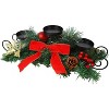 Christmas Candle Holder Centerpiece, with Red Bow Berries Pine Cones, with Steel Base - 2 of 4