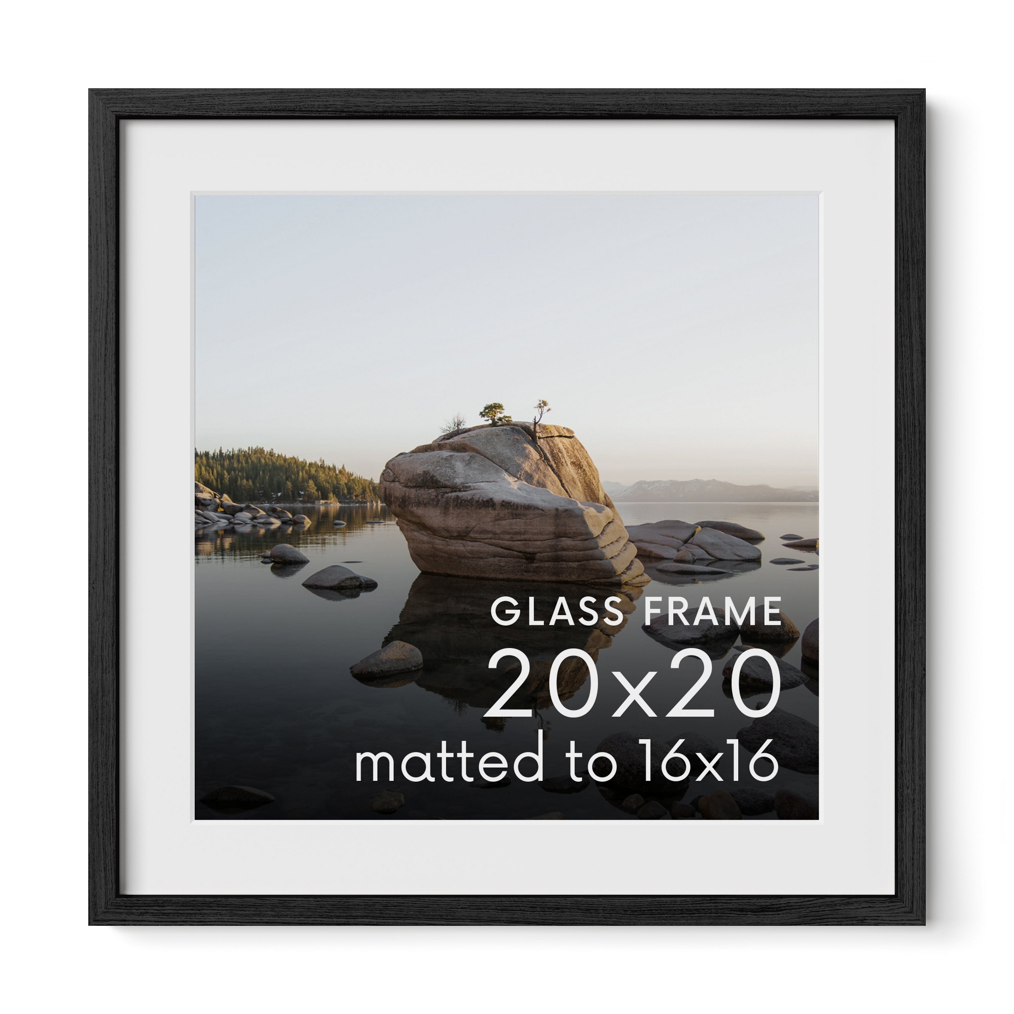 Haus and Hues Oak Picture Frame with Glass, Black, 20x20