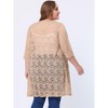 Agnes Orinda Women's Plus Size Lace Open Front 3/4 Sleeve Long Cardigans - 4 of 4