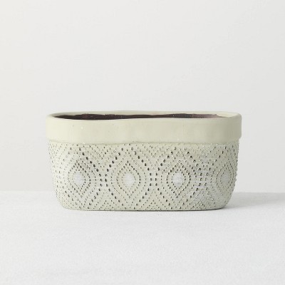 Sullivans Cement Double Planter Vase 4"H Off-White