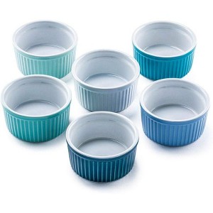 Bellemain 4oz Fluted Porcelain Ramekins | Set of 6 Blue Baking Dishes for Creme Brulee, Souffle & More - 1 of 4