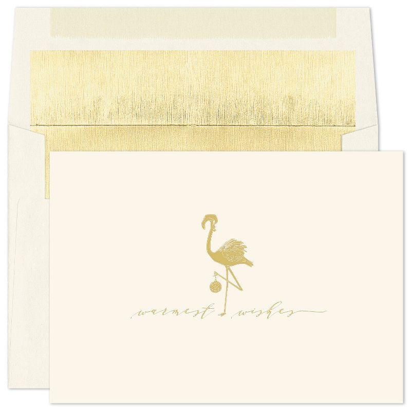 Masterpiece Studios Warmest Wishes 16-Count Christmas Cards, Golden Flamingo, 7.87" x 5.62" (966400), 1 of 2