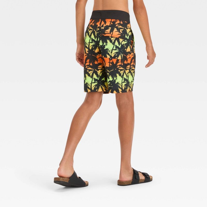 Boys&#39; Ombre Palm Leaf Printed Swim Shorts - art class&#8482; Gold, 3 of 4