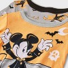 Toddler Boys' 4pc Mickey Mouse & Friends Cotton Long Sleeve Halloween Pajama Set - Orange/Gray/Black - 3 of 4