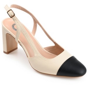 Journee Collection Womens Reignn Sling Back Mid Block Heel Almond Toe Pumps - 1 of 4