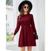 Women Long Sleeve Knitted Crewneck High Waist A-Line Cute Mini Sweater Dress - 2 of 4