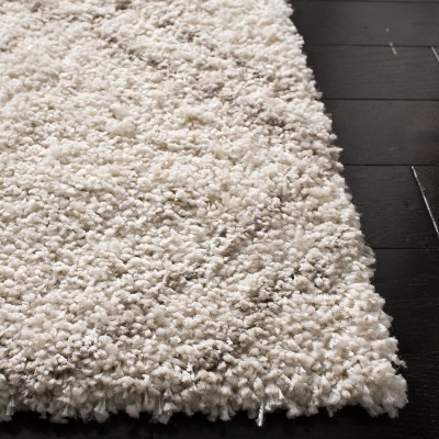 Ivory and Beige Moroccan Shag Square Area Rug