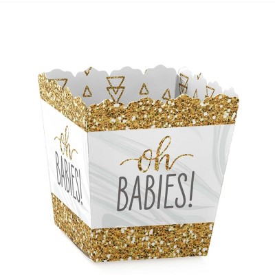 Big Dot of Happiness It's Twins - Party Mini Favor Boxes - Gold Twins Baby Shower Treat Candy Boxes - Set of 12