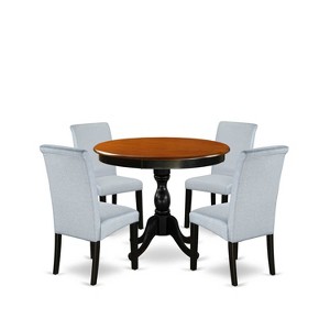 HomeStock 5-Piece Black and Cherry Finish Solid Wood Top Dining Table with 4 Parson Chair - 1 of 4