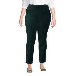 Lands' End Women's Velvet High Rise Pintuck Pencil Ankle Pants - 1 of 3