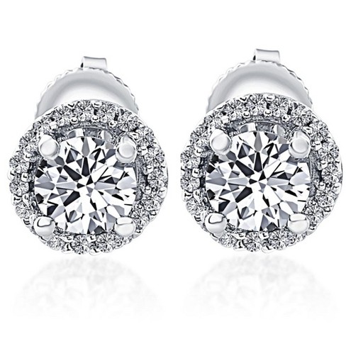 2ct. tw. White Halo Earrings, Lab Grown Diamond