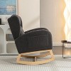 KTMBDW Nursery Rocking Chair Teddy Upholstered Rocker Rocking Accent Chair Padded Seat Armchair for Living Room Bedroom Offices - 3 of 4