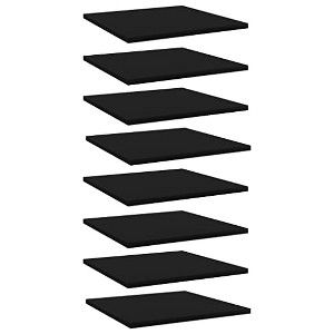 vidaXL Modern Black Bookshelf Boards in Engineered Wood, Easy-to-Clean and Install, 8 pc Set - 1 of 4