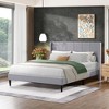 Okak Queen Size Primary Bedroom Bed Frame with Corduroy/Linen Upholstered Headboard,Modern Platform Bed No Box Spring Needed - 2 of 4