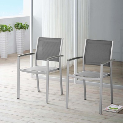 Shore 22" Silver Gray Aluminum Patio Dining Chair Set