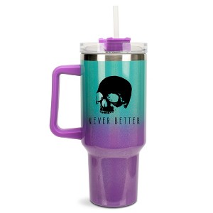 100 North Never Better Skull Halloween Wrap-Around 40 Oz. Stainless Steel Water Bottle Coffee Mug, Spill & Leak Resistant, Travel Tumbler with Handle, - 1 of 4
