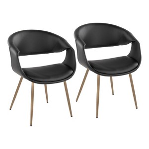LumiSource Set of 2 Curvo Upholstered PU Chair Antique Copper Metal/Black - 1 of 4