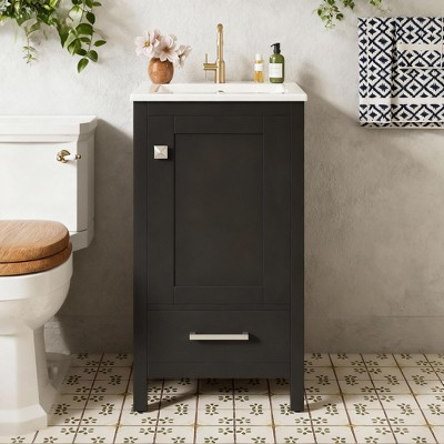 18" Bathroom Vanity with Sink, Soft-Close Doors & Drawers, Space-Saving Storage Cabinet with Organizer for Small Bathroom