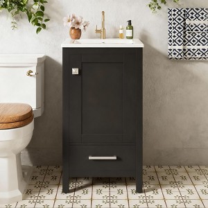 18" Bathroom Vanity with Sink, Soft-Close Doors & Drawers, Space-Saving Storage Cabinet with Organizer for Small Bathroom - 1 of 4