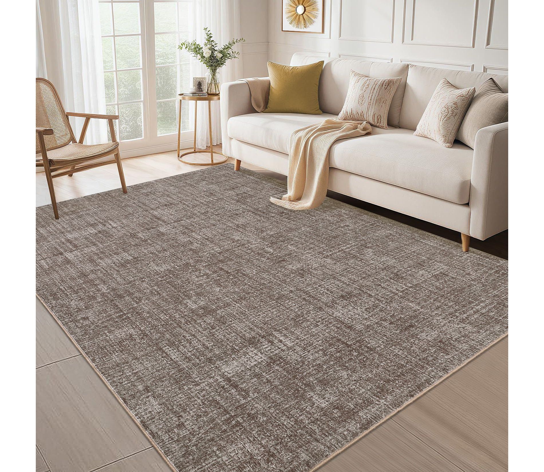 Solid Extra Large Living Room Rug 9x12 Machine Washable Rug with Non-Slip Rubber Backing for Dining Room Bedroom Office Playroom