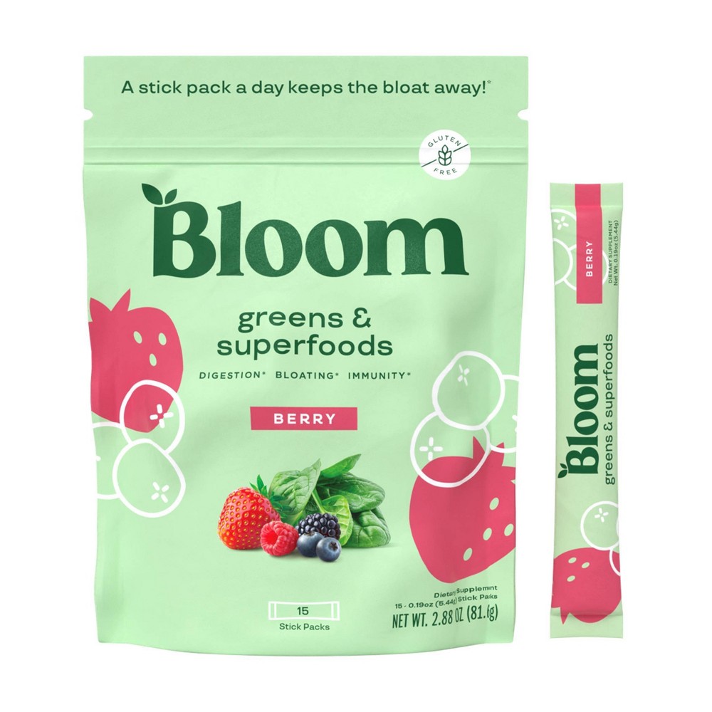 Photos - Vitamins & Minerals BLOOM NUTRITION Greens and Superfoods Powder - Berry - 15ct
