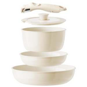 Itopfox Ceramic Nonstick Cookware Set with Detachable Handle, 5-Piece Kitchen Pots and Pans, PFAS PFOA & PTFE Free, Safe for All Stovetops - 1 of 4