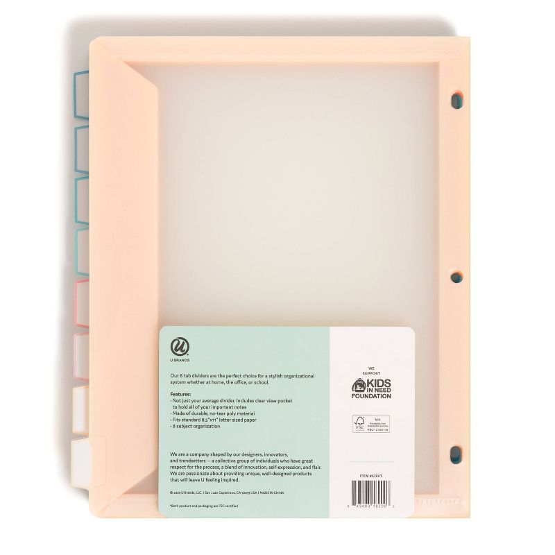 U Brands 8 Tab Clear View Single Pocket Dividers Brights, 4 of 7
