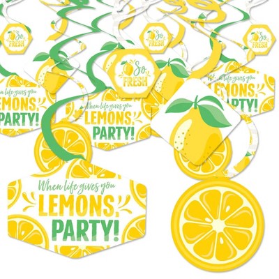 Big Dot of Happiness So Fresh - Lemon - Citrus Lemonade Party Hanging Decor - Party Decoration Swirls - Set of 40