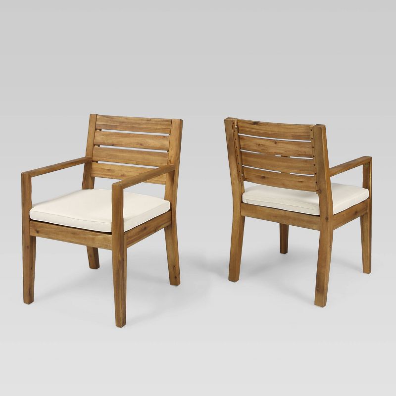 Nestor 2pk Acacia Wood Dining Chairs - Natural/Cream - Christopher Knight Home, 1 of 6