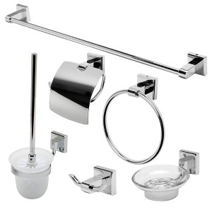 ALFI AB9509-PC Polished Chrome 6 Piece Matching Bathroom Accessory Set - 1 of 4