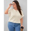 Womens Summer Tops Casual Solid Color Vertical Bat Sleeve Loose Short Sleeve Large Size T-Shirt - 2 of 4