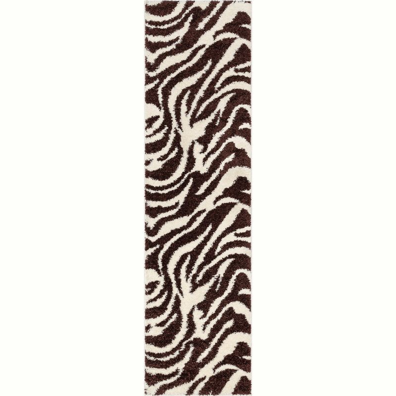 Modern Animal Print Area Rug Shag Zebra Plush Easy Care Thick Soft Plush Living Room, 1 of 8