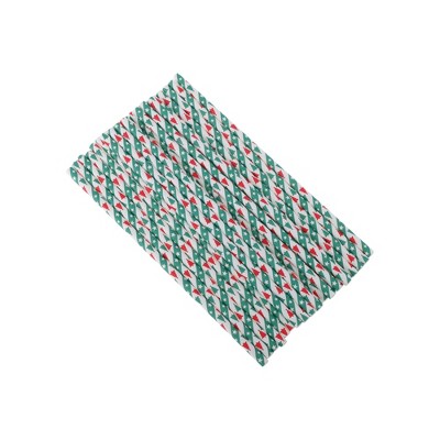 Unique Bargains Disposable Christmas Series Straws Paper 0.24"x7.76" 25 Pcs