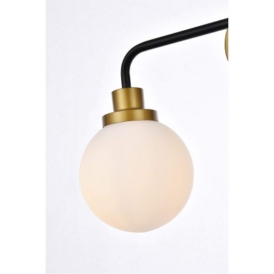 Hanson 3-Light Black and Brass Wall Sconce with Frosted Shade