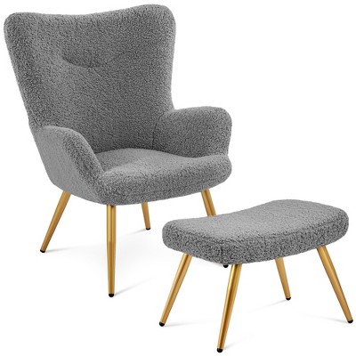 Yaheetech Accent Chair And Ottoman Set With Footstool, Gray : Target