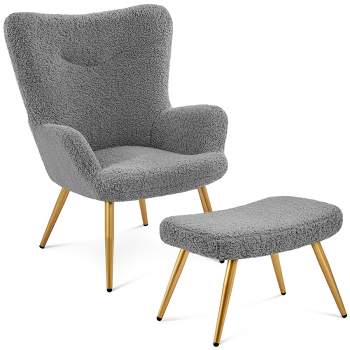 Yaheetech Accent Chair and Ottoman Set with Footstool