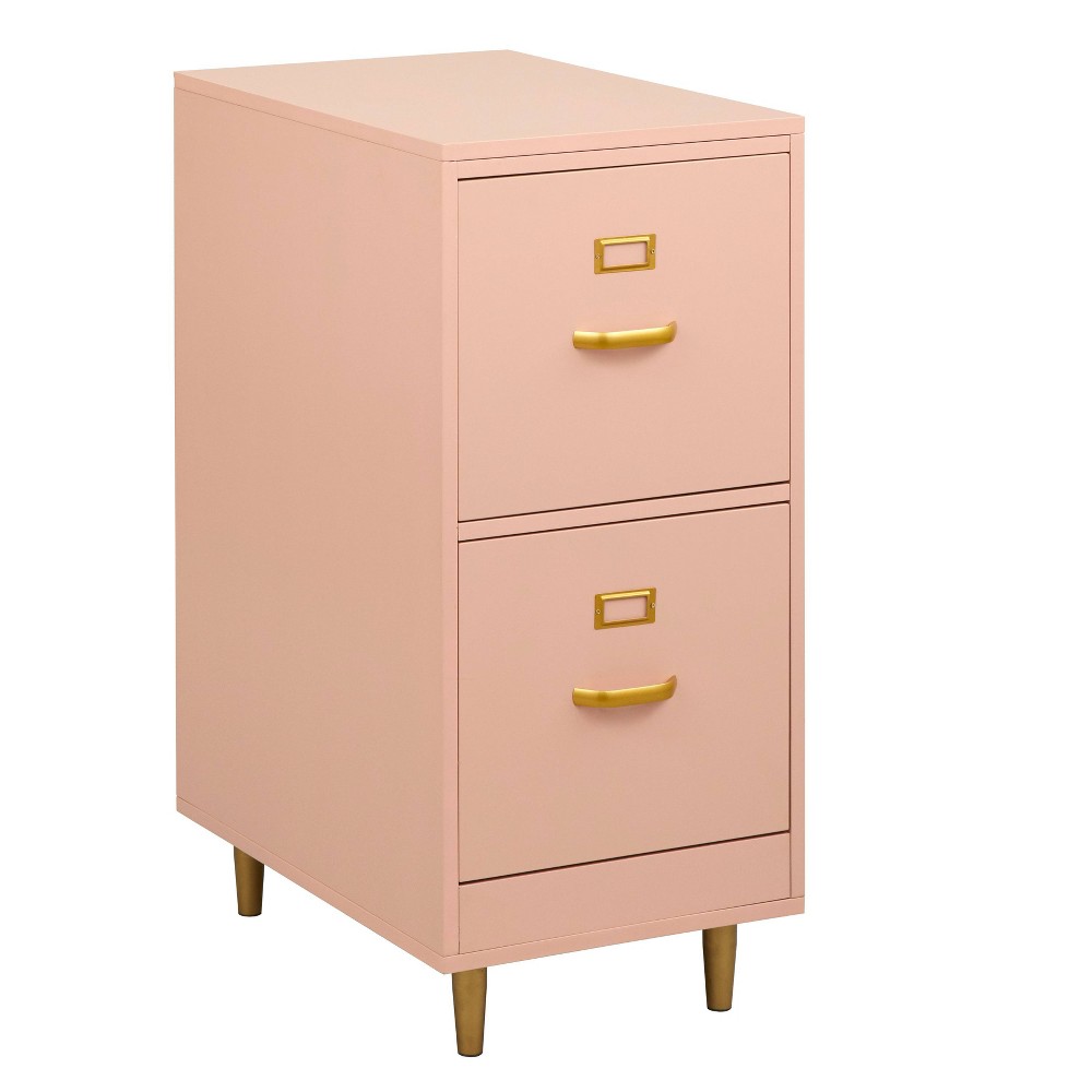 Dixie 2 Drawer Filing Cabinet Blush Pink - Buylateral: Modern Vertical Storage, MDF Construction, 33"H x 15"W