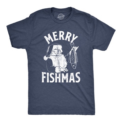 Мужские футболки Crazy Dog T-Shirts, Inc. Mens Merry Fishmas T Shirt Funny Christmas Santa Claus Fishing Tee - Crazy Dog Men's T Shirt Gift For Christmas Navy XXL